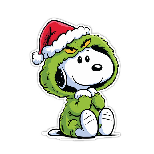 Grinch snoopy sticker 5x2 6 - grinch,