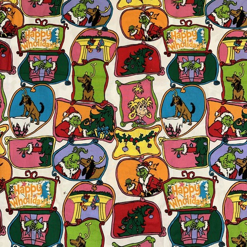 Cotton fabric vintage grinch - fabric,